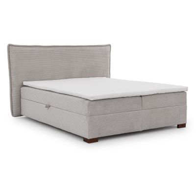 Pat boxspring gri deschis cu spațiu de depozitare 140x200 cm Lysa – Ropez