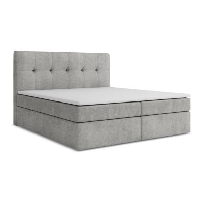 Pat boxspring gri deschis cu spațiu de depozitare 140x200 cm Palta – Makamii