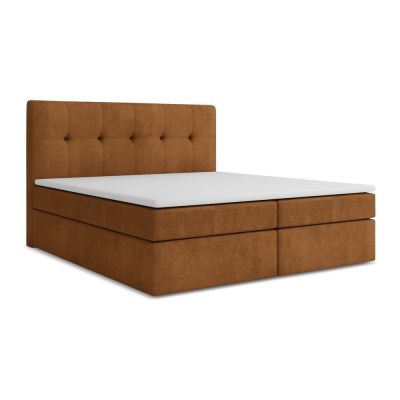 Pat boxspring teracotă cu spațiu de depozitare 140x200 cm Palta – Makamii