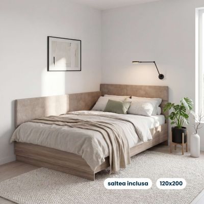 Pat colt AMBRO cu saltea inclusa, 120x200, Oak