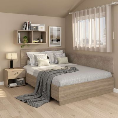 Pat colt AMBRO fara saltea, 140x200, Oak