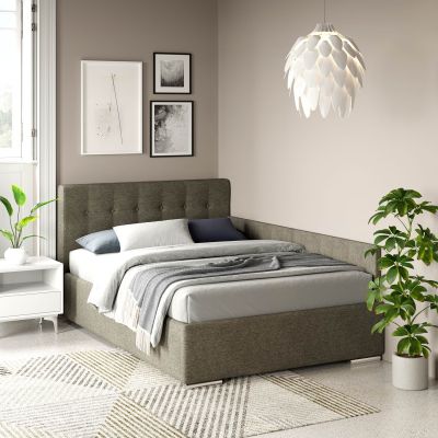 Pat colt tapitat GEORGIA Clasic, 180x200, H107, somiera, Stofa Maro Kaki V24