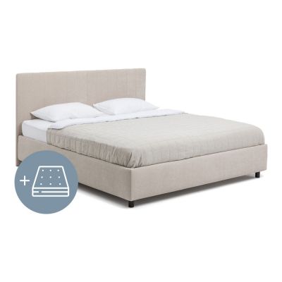 Pat dublu tapițat bej cu spațiu de depozitare cu saltea/ somieră 160x200 cm Myra Slim Line - Bonami Selection
