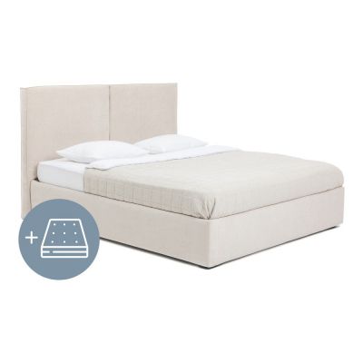 Pat dublu tapițat bej cu spațiu de depozitare cu saltea/ somieră 160x200 cm Thessa Bold - Bonami Selection