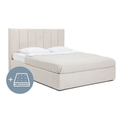 Pat dublu tapițat bej cu spațiu de depozitare cu saltea/ somieră 160x200 cm Thessa Bold Line - Bonami Selection