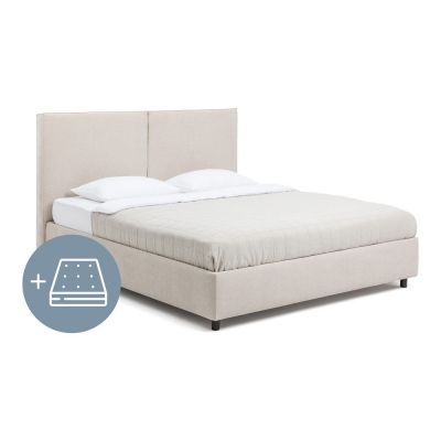 Pat dublu tapițat bej cu spațiu de depozitare cu saltea/ somieră 180x200 cm Myra Bold - Bonami Selection