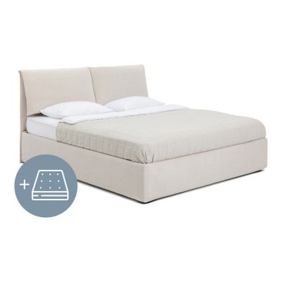 Pat dublu tapițat bej cu spațiu de depozitare cu saltea/ somieră 180x200 cm Thessa Pillow - Bonami Selection