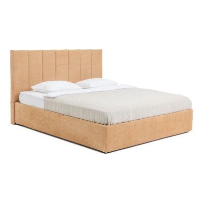 Pat dublu tapițat cu spațiu de depozitare cu saltea și somieră 180x200 cm în culoarea muștar Thessa Bold Line - Bonami Selection