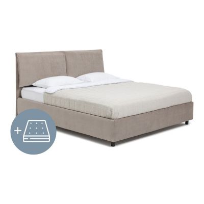 Pat dublu tapițat taupe cu spațiu de depozitare cu saltea / somieră 180x200 cm Myra Pillow - Bonami Selection