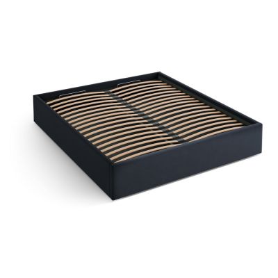 Pat matrimonial albastru Ã®nchis tapiÈu009Bat cu spaÈu009Biu de depozitare/fÄu0083rÄtÄu0083blie cu somierÄ180x200 cm Susan âu0080Micadoni