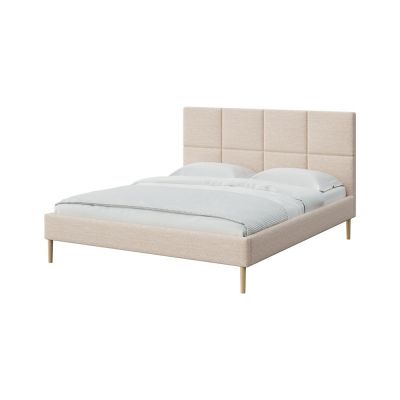 Pat matrimonial crem tapițat cu somieră 180x200 cm Alano – MESONICA