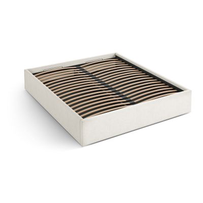 Pat matrimonial crem tapiÈu009Bat cu spaÈu009Biu de depozitare/fÄu0083rÄtÄu0083blie cu somierÄ200x200 cm Susan âu0080Micadoni