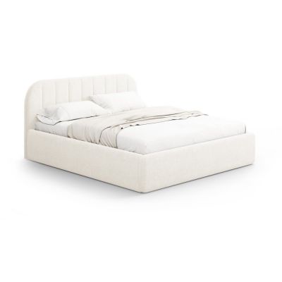 Pat matrimonial fildeș tapițat cu spațiu de depozitare cu somieră 200x200 cm Juno – Windsor & Co Sofas