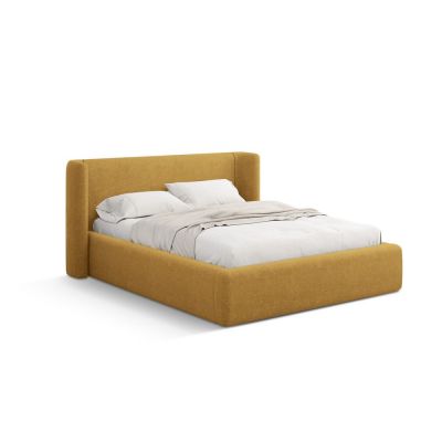 Pat matrimonial galben muștar tapițat cu spațiu de depozitare cu somieră 160x200 cm Jason – Windsor & Co Sofas