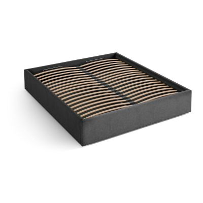 Pat matrimonial gri antracit tapițat cu spațiu de depozitare/fără tăblie cu somieră 200x200 cm Susan – Micadoni