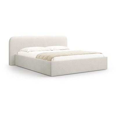 Pat matrimonial gri deschis tapițat cu spațiu de depozitare cu somieră 140x200 cm Elizabeth – Micadoni