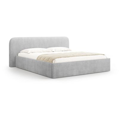 Pat matrimonial gri deschis tapițat cu spațiu de depozitare cu somieră 160x200 cm Elizabeth – Micadoni