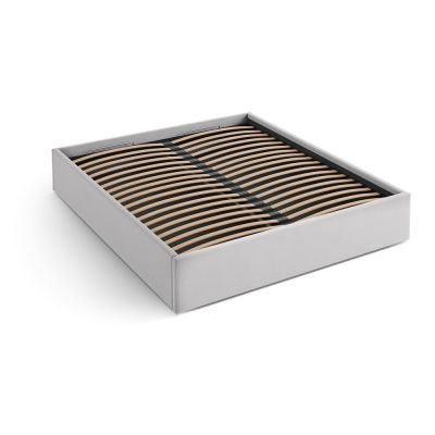 Pat matrimonial gri deschis tapiÈu009Bat cu spaÈu009Biu de depozitare/fÄu0083rÄtÄu0083blie cu somierÄ180x200 cm Susan âu0080Micadoni