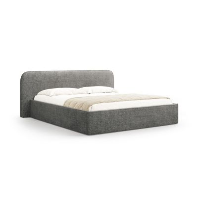 Pat matrimonial gri închis tapițat cu spațiu de depozitare cu somieră 140x200 cm Elizabeth – Micadoni