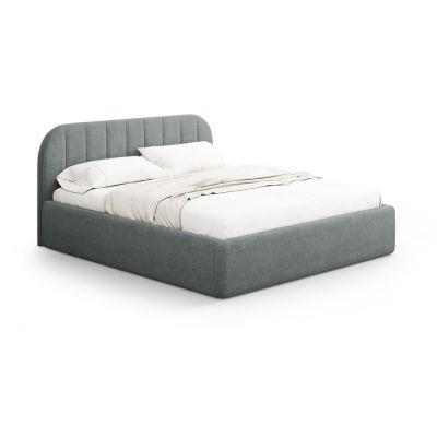 Pat matrimonial gri închis tapițat cu spațiu de depozitare cu somieră 140x200 cm Juno – Windsor & Co Sofas