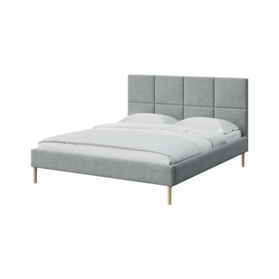 Pat matrimonial gri tapițat cu somieră 140x200 cm Alano – MESONICA