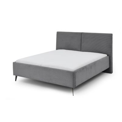 Pat matrimonial gri tapițat cu spațiu de depozitare cu somieră 180x200 cm Lando – Meise Möbel