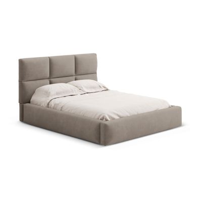 Pat matrimonial maro deschis tapițat cu spațiu de depozitare cu somieră 160x200 cm Libera – Windsor & Co Sofas