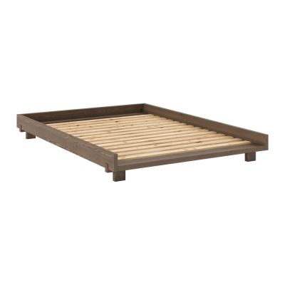 Pat matrimonial maro din lemn de pin cu somieră 140x200 cm Social – Karup Design