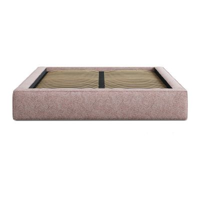 Pat matrimonial roz deschis tapițat cu spațiu de depozitare cu somieră 140x200 cm Simon – Micadoni