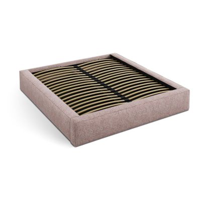 Pat matrimonial roz deschis tapițat cu spațiu de depozitare cu somieră 200x200 cm Simon – Micadoni