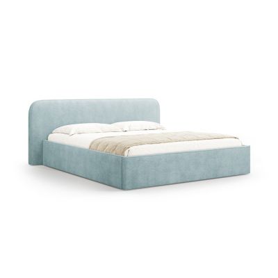 Pat matrimonial verde mentă tapițat cu spațiu de depozitare cu somieră 140x200 cm Elizabeth – Micadoni