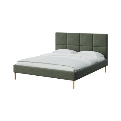 Pat matrimonial verde tapițat cu somieră 180x200 cm Alano – MESONICA