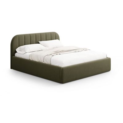 Pat matrimonial verde tapițat cu spațiu de depozitare cu somieră 140x200 cm Juno – Windsor & Co Sofas