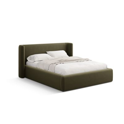 Pat matrimonial verde tapițat cu spațiu de depozitare cu somieră 160x200 cm Jason – Windsor & Co Sofas