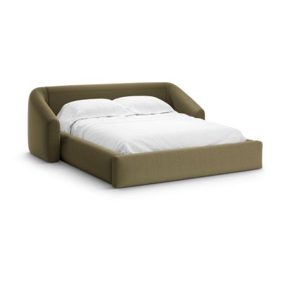 Pat matrimonial verde tapițat cu spațiu de depozitare cu somieră 180x200 cm Campi – Cosmopolitan Design