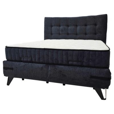 Pat Tapițat Cu Saltea 160x200, 160/200 cm, antracit