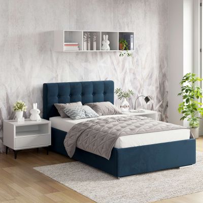 Pat tapitat de o persoana GEORGIA Clasic, 120x200, H107, somiera, Catifea Albastra