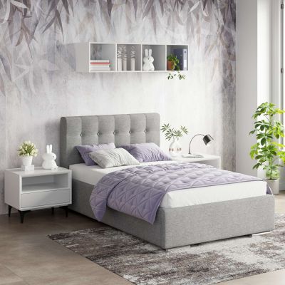 Pat tapitat de o persoana GEORGIA Clasic, 120x200, H107, somiera, Stofa Gri V90
