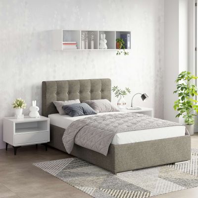 Pat tapitat de o persoana GEORGIA Clasic, 120x200, H107, somiera, Stofa Maro Kaki V24