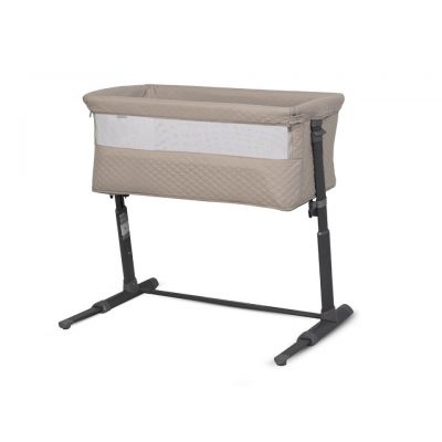 Patut Co-Sleeper 2 in 1 pentru copii Colibro BySide Bassinet, cu saltea inclusa, inaltime reglabila pe 9 nivele si unghi de inclinare de 30 de grade, sistem automat de retractare picioare, dimensiune 93 x 58 cm, Taupe