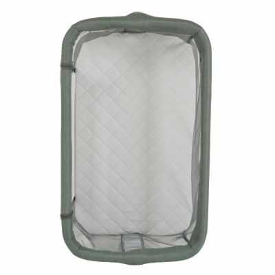 Patut Co-Sleeper Cangaroo Aura Green 88x56 cm cu laterala culisanta, Saltea cu baza ferma si husa detasabila, Functie anti reflux, 7 nivele de reglare a inaltimii, 4 Roti cu frana,recomandat de la nastere pana la 9 kg