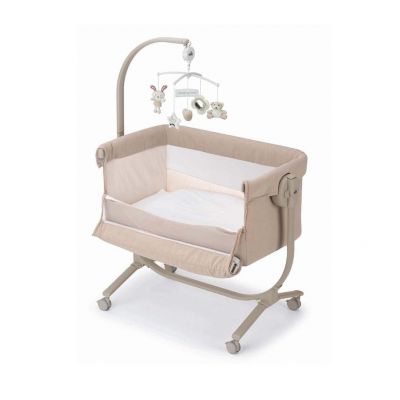 Patut cu leganare Cullami Bej, co-sleeper 2 in 1 cu laterala culisanta, setare unghiulara, roti, reglabil in 8 pozitii pe inaltime