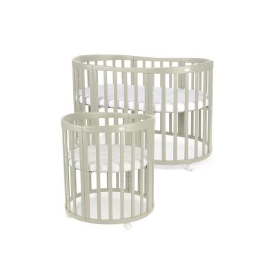 Patut Oval Evolutiv pentru Copii, Multifunctional, 7in1, Saltele Incluse, Transformabil, Masa de Schimbat, Co-Sleeping, Tarc de Joaca, Birou, Scaune, Waldin, Olive
