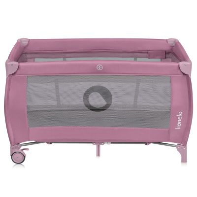  Patut pliant, Lionelo, Stefi Plus, Cu doua nivele, Cu intrare laterala cu fermoar, 2 roti, 120 x 60 cm, Conform cu standardul european de securitate EN 716, Roz