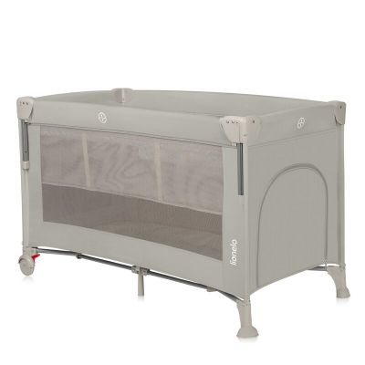 Patut pliant multifunctional, Lionelo, Ellen, Cu laterala culisanta, Nivel suplimentar, Intrare laterala cu fermoar, 2 roti, Saltea pliabila si geanta de transport incluse, 0- 36 luni, Pana la 15 kg, 120x60 cm, Conform cu EN 716, Bej