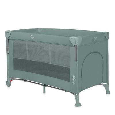 Patut pliant multifunctional, Lionelo, Ellen, Cu laterala culisanta, Nivel suplimentar, Intrare laterala cu fermoar, 2 roti, Saltea pliabila si geanta de transport incluse, 0- 36 luni, Pana la 15 kg, 120x60 cm, Conform cu EN 716, Verde