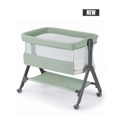 Patut Sempreconte Air Mint, co-sleeper 2 in 1, cu laterala culisanta, setare unghiulara, roti, geanta voiaj, reglabil in 8 pozitii pe inaltime