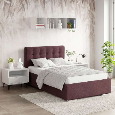 Oferta Pat tapitat copii GEORGIA Clasic, 90x200, H107, somiera, Stofa Mov V68 cu saltea inclusa