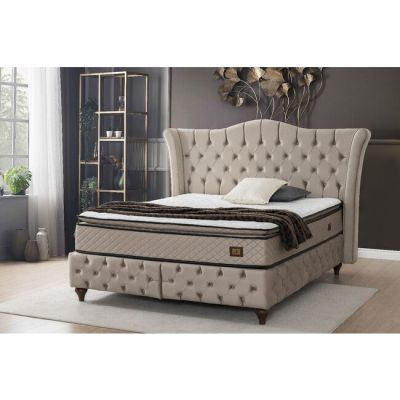 Pat Adela,cu saltea Gratis , design elegant, confort premium, structură rezistentă, 160x200 cm, Crem