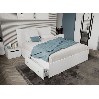 Pat Alb 160x200 2 Seturi ( 4 sertare )